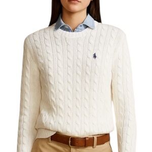 Ralph Lauren White Cable Knit Sweater